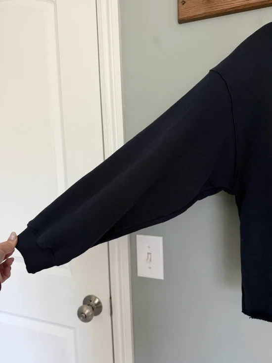 Anine Bing "Jaci" Washed Navy Black Paris Lettering Cotton Sweatshirt *Altered* - Picture 4 of 17